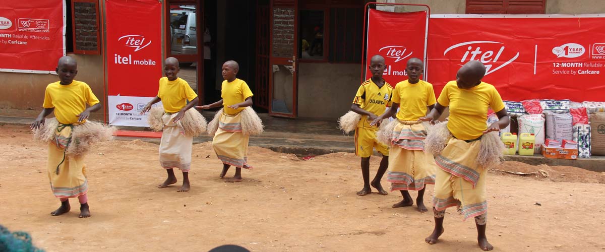 Uganda orphans dance to entertain their visitors